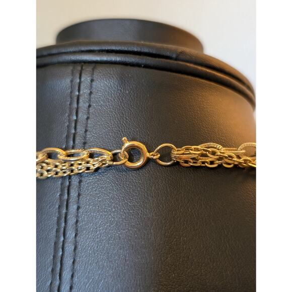 Vintage Three Strand Long Textured Chain Link 36" Necklace - Picture 4 of 5